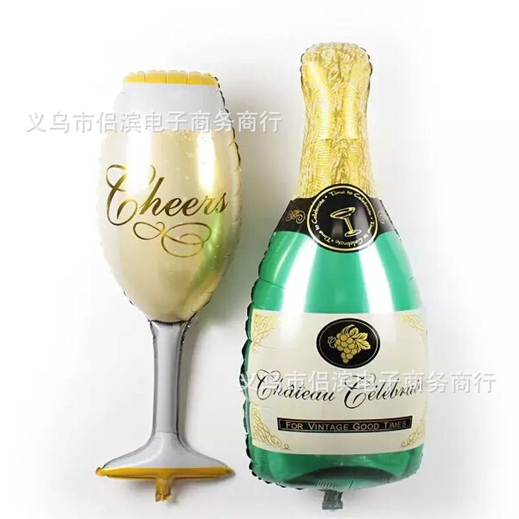 Champagne Bottle Wine Glass Balloon Aluminum Foil Wedding Bi...