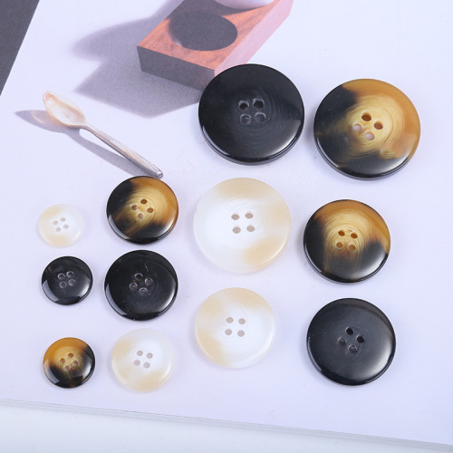 New Spot Eyelet Button Resin Hand-Stitched Button Shirt round Button Wholesale Supply Clothing Button Products