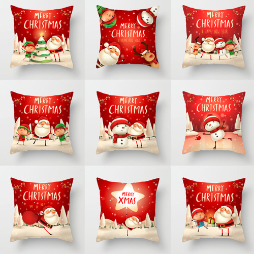 home christmas pillow case cushion red santa claus pillow case