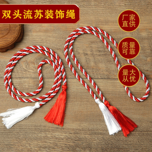 factory direct supply romanian valentine‘s day special red and white thread multi-specification double-headed tassel decorative rope waist rope