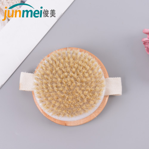 [junmei] bath cleaning brush bamboo round plate bristle bath brush large handle horsehair bath brush round bath brush