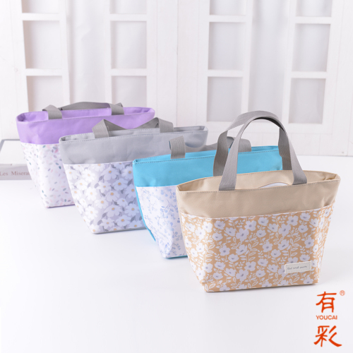 ins japanese canvas lunch box bag cute fresh floral lunch bag portable hand carrying lunch lunch lunch bag mummy bag