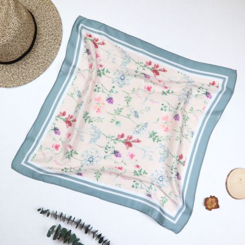 flower 58 spring and summer small square scarf women‘s artificial silk square scarf professional elegant temperament fresh wild silk scarf factory direct sales