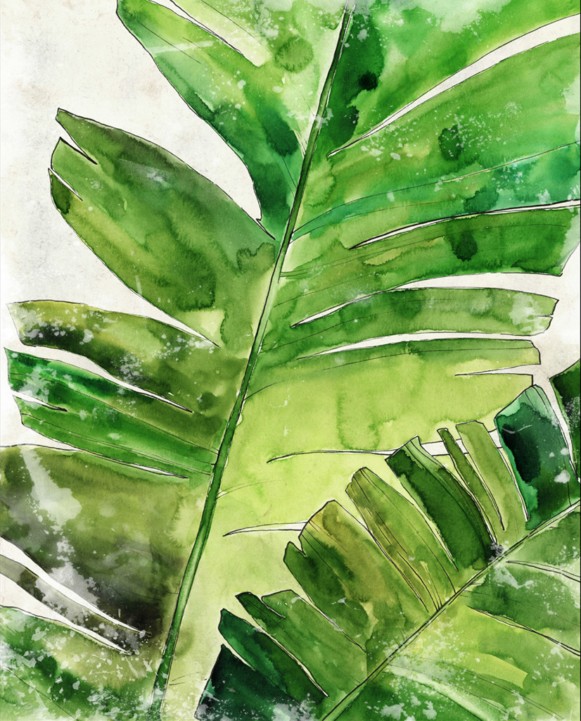 绿植叶子油画装饰画相框壁画客厅布画卧室壁画餐厅壁画玄关挂画