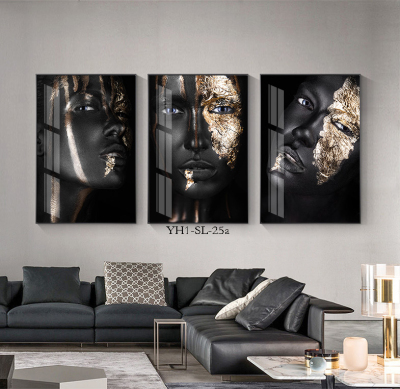 African Black Gold Women Decorative Painting Art Portrait Photography Study and Bedroom Hanging Painting Frameless Painting Core Factory Direct Supply