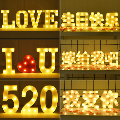Led Letter Light Digital Symbol Modeling Light Romantic Birthday Confession Proposal Decoration Light Wedding DIY Night Light