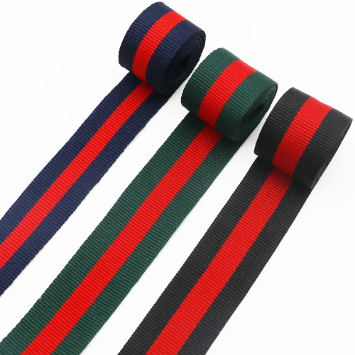 Plain Weave Tape Polyester Green Red Green Mixed Color Striped Ribbon 2.5cm Trim Strand Edge Strip Trousers Belt Accessories 