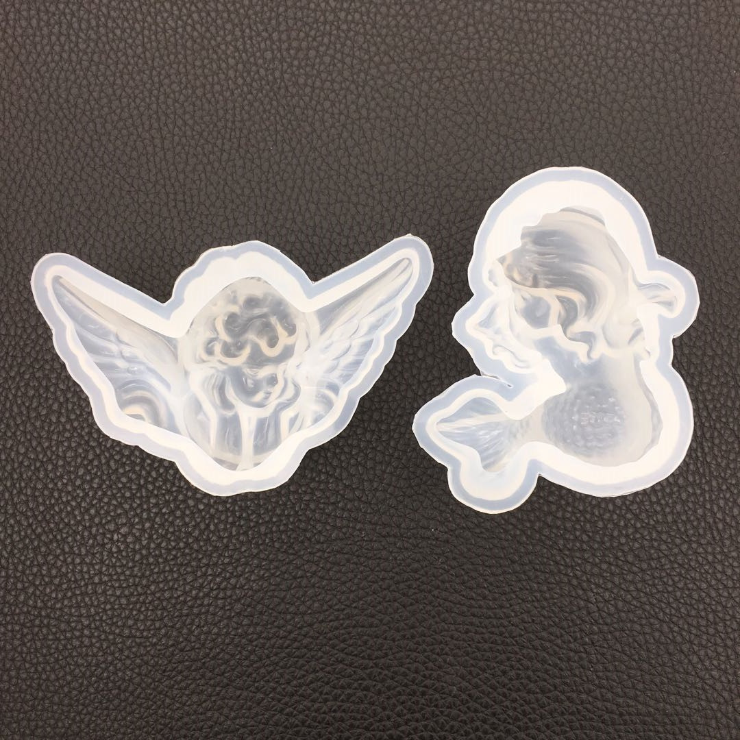 diy水晶滴胶模具天美人鱼使手工镜面制作硅石膏吊坠摆台