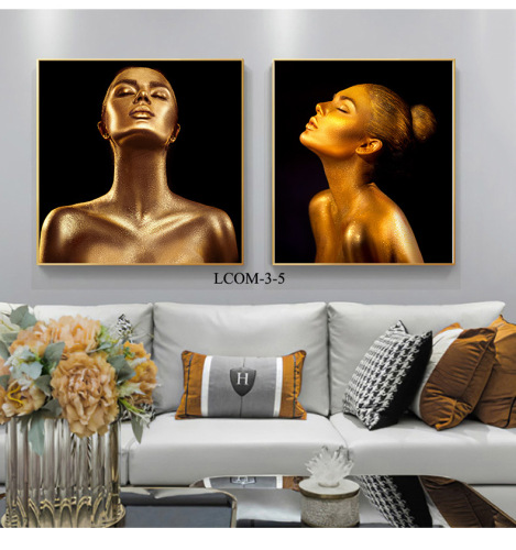 Cross-Border Africa gold Female HD Print Canvas Painting Decorative Painting Foreign Trade AliExpress Amazon Support Customization
