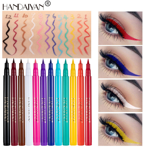 Handaiyan 12-Color Matte Color Eyeliner Pen Quick-Drying Not Easy to Faint Eyeliner Pen 12 Pack Eyeliner