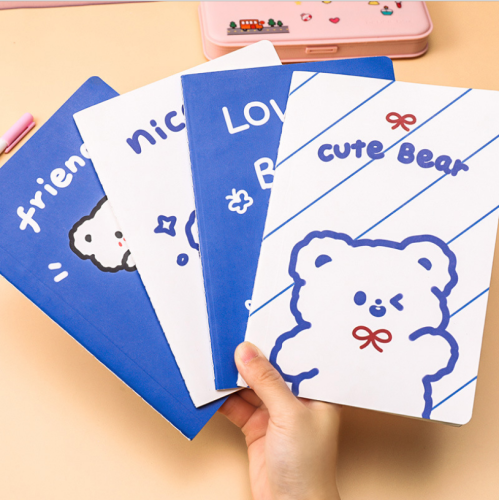 creative korean style bear notepad fresh student a5 diary study office notes horizontal line notebook