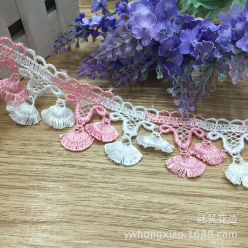 Manufacturer Hot Selling Two-Color Fringe Water Soluble Embroidery Lace Cotton Cloth Embroidery Lace Spot Small Batch