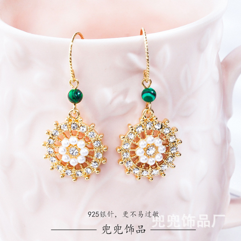 Lucky Rudder Pearl Full Diamond Earrings 2020 New Trendy Tendy Mori Girl Retro Simple All-Match Ear