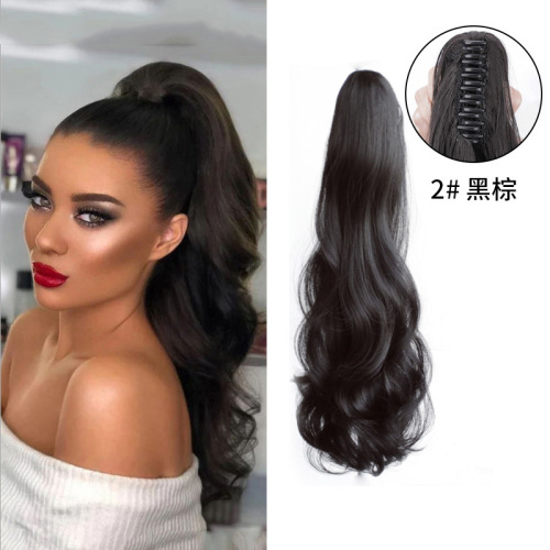 Amazon New Horsetail Wig Tiger Clip Wave Roll long Hair Ponytail Clip Chemical Fiber Curly Hair Clip Ponytail Wholesale 