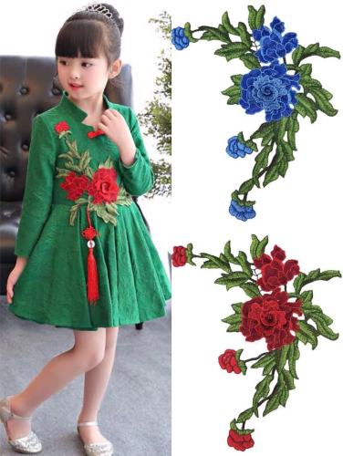 fashion embroidery cloth stickers large peony embroidery cloth chinese style cheongsam clothes patch stickers decorations decals