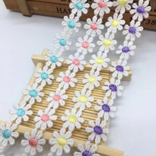 Color Lace Small Flower Accessories handmade DIY Lace Trim Clothing Curtain Embroidered Fabric Material Decorations