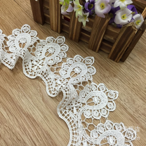 Spot Supply Water Soluble Unilateral Embroidery Lace Cotton Embroidery Lace DIY Accessories Width 8.2cm