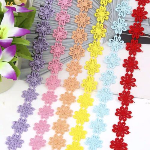 Small Flower Lace DIY Water Soluble Handmade Lace Color Clothes decoration Accessories Fabric Tassel Embroidery Material 