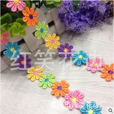 Manufacturer direct Selling Hot Color Water Soluble Lace Embroidery Lace DIY Handmade Accessories 6 Color Sunflower Spot Small Batch