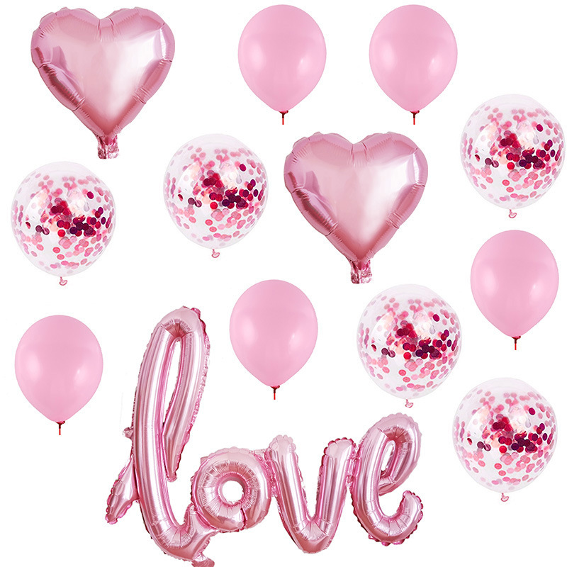 Large One-Piece Love Confession Aluminum Balloon 12-Inch Sequins Balloon Set Valentine's Day We