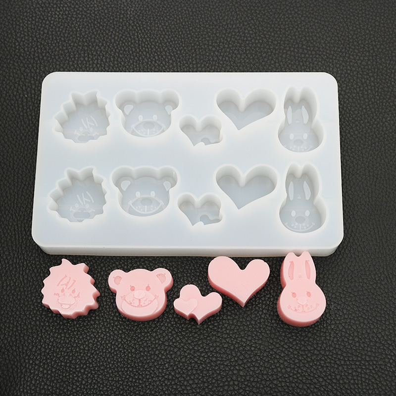 Proud DIY Crystal Glue Rabbit Bear Pendant Handmade Silicone Ice Tray Mirror Mold