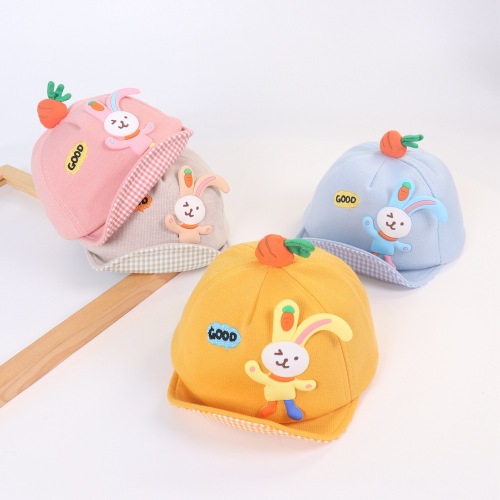 baby cartoon radish rabbit peaked cap spring and autumn cotton hat male and female baby soft brim baseball cap all-matching hat