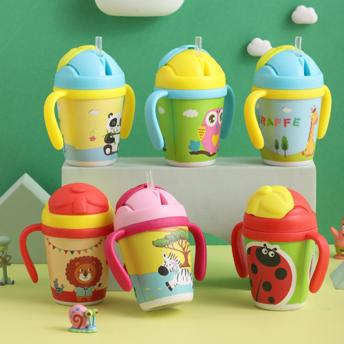 baby drinking cup bamboo fiber children drinking cup infant drink milk straw cup maternal and child supplies gift customization