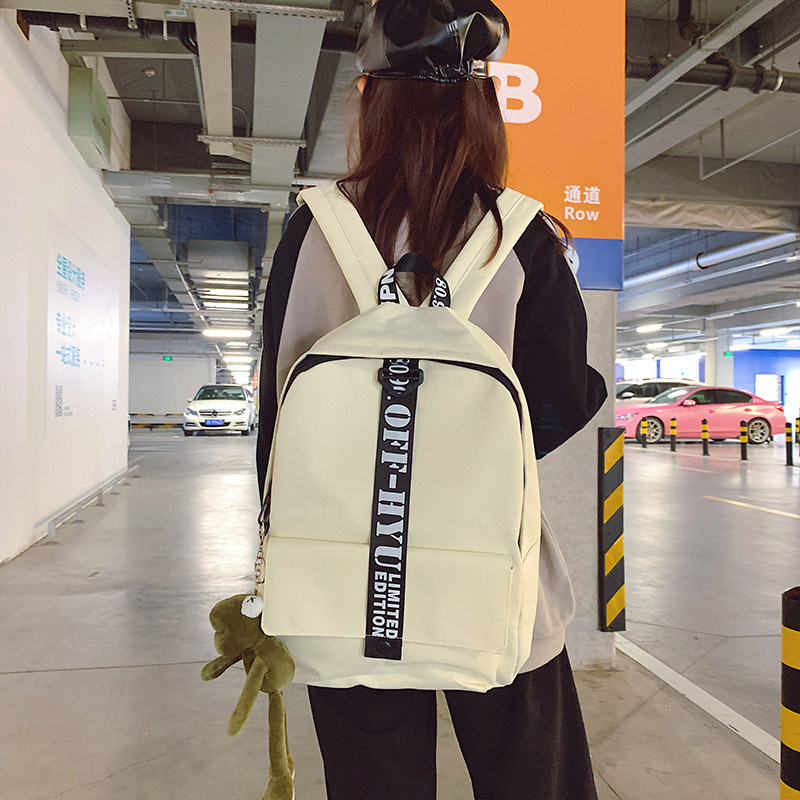 2020 New Korean Style Printed Letter Backpack Fashion Fashionable Women Letters Big Zipper Double Ba