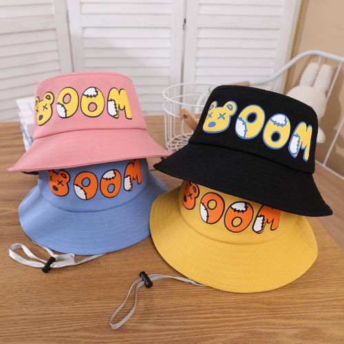 cartoon bear boom flat top basin hat for elementary school students korean cute travel fisherman hat for boys and girls activity hat