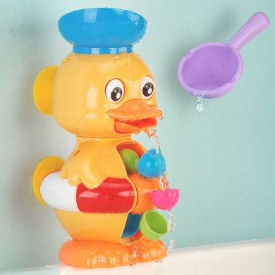 抖音爆款8822萌趣水车鸭子转转乐 趣味宝宝洗澡戏水玩具浴室套装