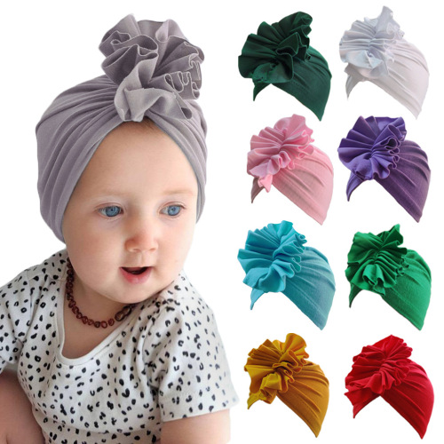amazon new floral solid color headscarf cap four seasons pullover cap european and american fashion children pullover cap spot