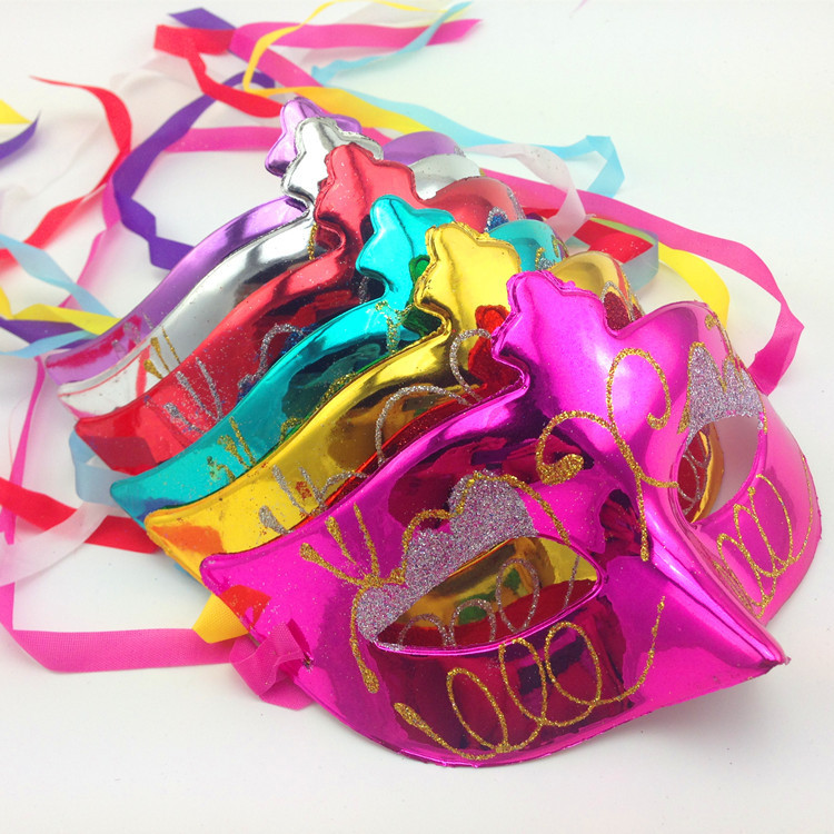 Factory Wholesale Electroplating Painted with Eye Shadow Little Beauty Ball Performance Party Mask M