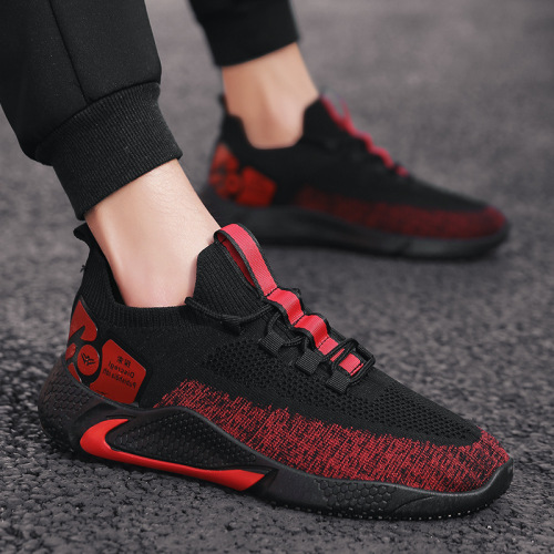 men sports shoes spring new running shoes men‘s flying woven breathable fashionable shoes foreign trade wholesale men‘s shoes