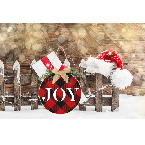 holiday party supplies christmas party decoration red and black plaid joy linen bowknot door hanging