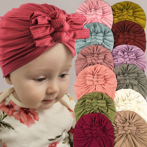 european and american new children‘s hat baby pleated newborn tire cap solid color children‘s hat pullover cap