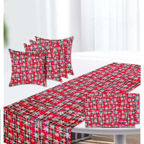 holiday supplies wedding christmas birthday decoration red green white flower plaid table runner pillowcase table mat cup mat