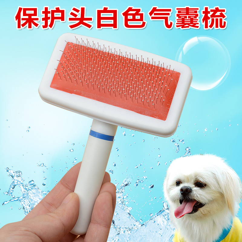 Promotional White Airbag Comb White Needle Comb with Protective Head White Plastic Handle Dense Need
