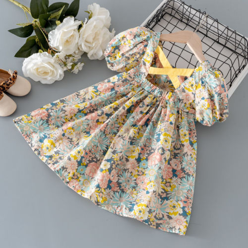 Children‘s Summer Fashionable Skirt Girls‘ Floral Cotton Dress Little Girl Princess Dress Baby Dress Qx6101