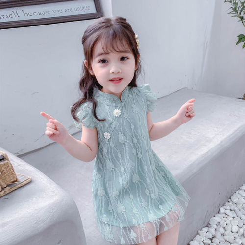 children‘s clothing girls‘ dress summer 2022 new summer clothes children‘s dress summer western style little girl lace princess dress
