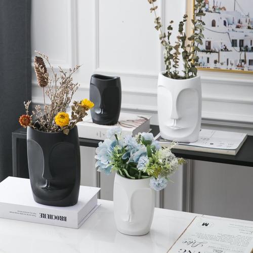 creative avatar face ceramic vase flower arrangement plant succulent vase decoration ornaments