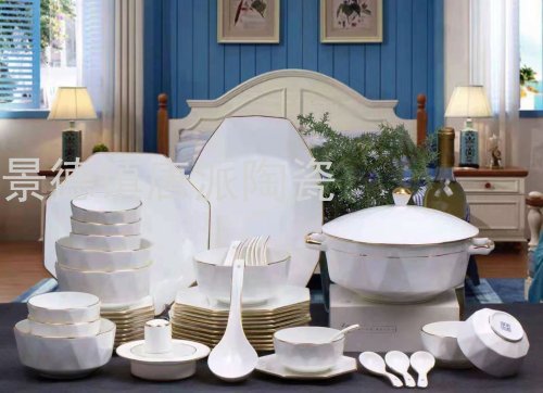 jingdezhen 60 head high bone china tableware set ceramic bowl spoon plate bone china tableware