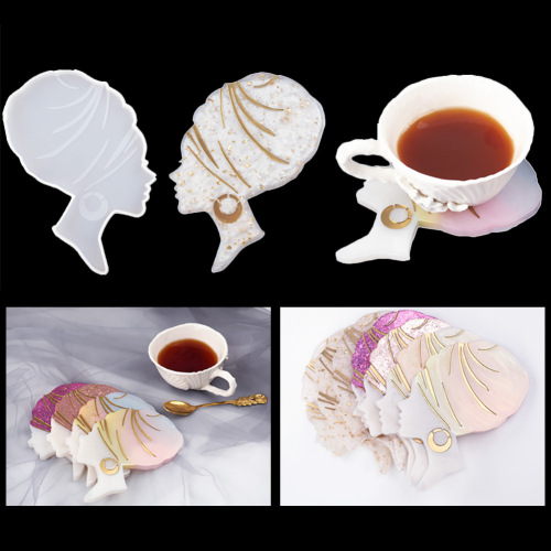 DIY Crystal Epoxy Silicone Mold Creative Resin Lady Explosion Head women‘s Head Cup Mat Silicone Mold