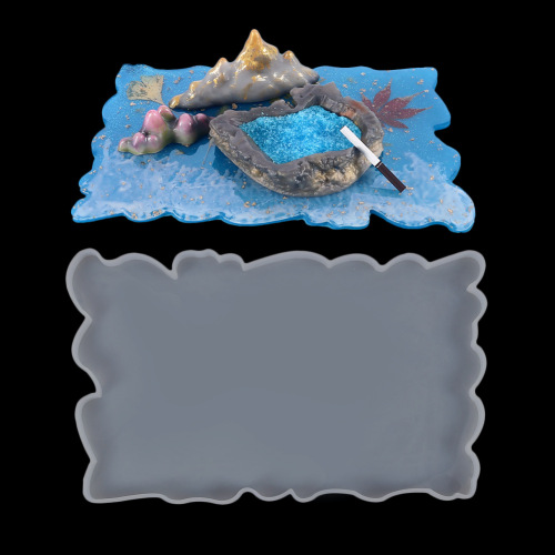 diy making table decoration crystal epoxy mold irregular wave lace coaster tray table decoration silicone mold