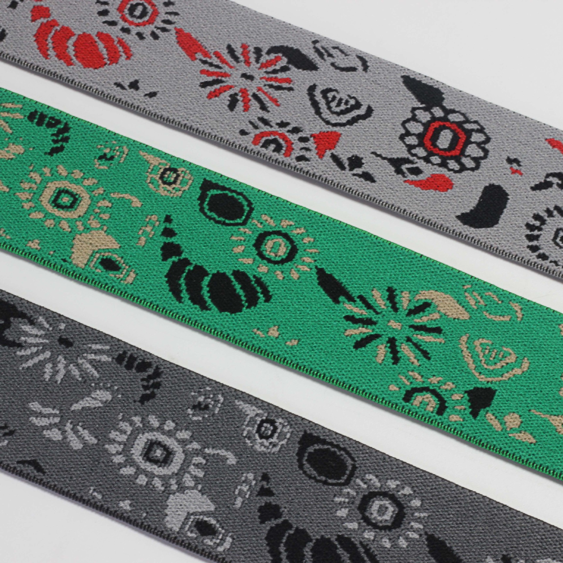 厂家直供定制 服装用三色提花松紧带氨纶丝弹力带服装服饰用带