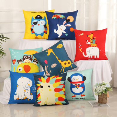 创意动漫动物系列抱枕套小清新卡通图案靠枕靠垫车用家用厂家批发