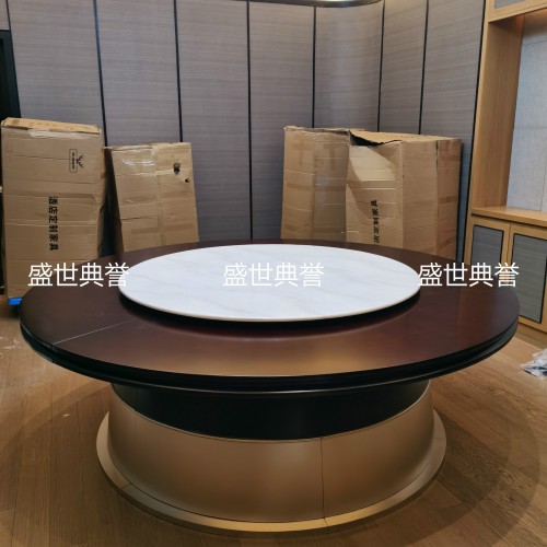 xi‘an hotel box light luxury electric dining table business reception solid wood dining table dining club electric turntable round table