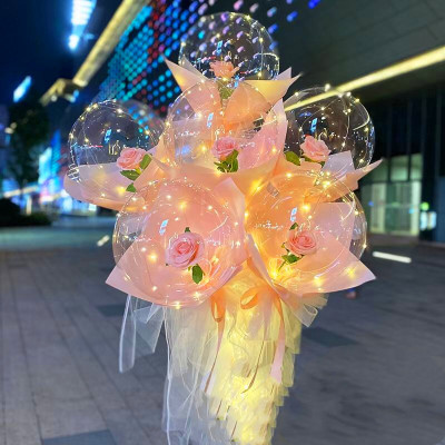 New Rose Bounce Ball Valentine's Day Little Prince Confession Wedding Decoration Balloon Bouquet Stall Toy Luminous