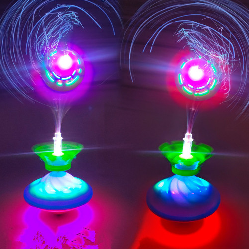 tiktok same crown fiber optic gyro electric stall toy drift ufo luminous music gyro luminous toy