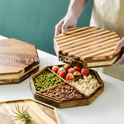 Japanese Acacia Mangium Fruit Plate Creative Living Room Household Snack Storage Compartment Candy w