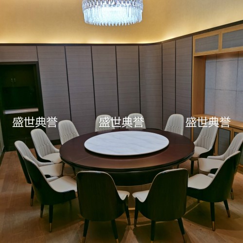 zaozhuang star hotel electric dining table seafood restaurant box electric turntable large round table light luxury solid wood dining table and chair